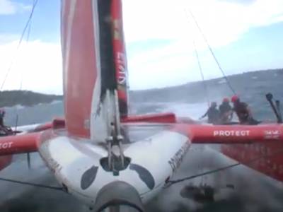WATCH: Brit goes overboard in chaotic SailGP race