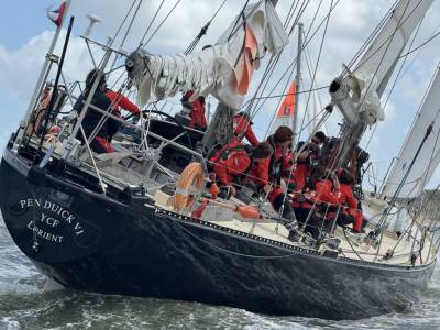 Pen Duick VI Man Overboard Crew Recovered at Start of McIntyre Ocean Race