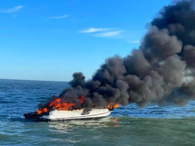 Dramatic footage of 18m Princess in flames off Isle of Wight
