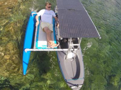 French pedal kayak powered by solar panels