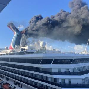 Watch: Fire shoots from Carnival cruise ship funnel