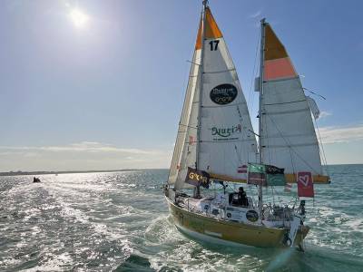 VIDEO: Capt. Gugg sailing NURI 3rd into Les Sables d’Olonne and last in the 2022 GGR