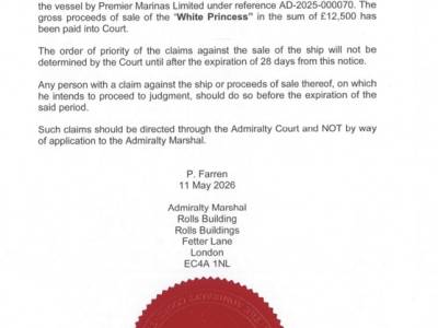 Subasta de Admiralty Court - Princess 35 VENDIDO