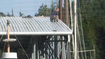 Dock roof work completes at Pleasant Harbor Marina